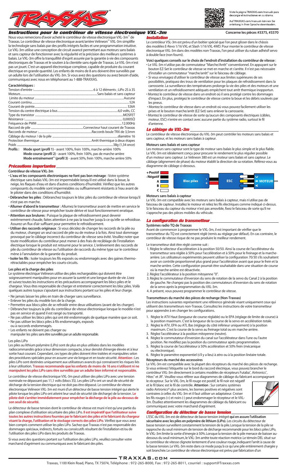 Traxxas 3370 VXL-3m ESC User Manual | Page 3 / 8