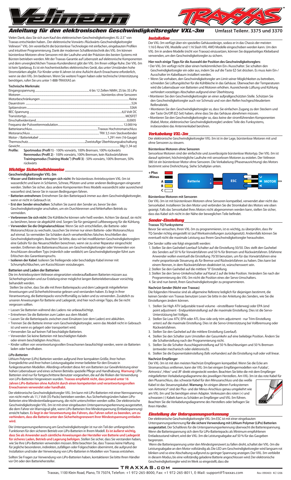 Traxxas 3370 VXL-3m ESC User Manual | Page 7 / 8