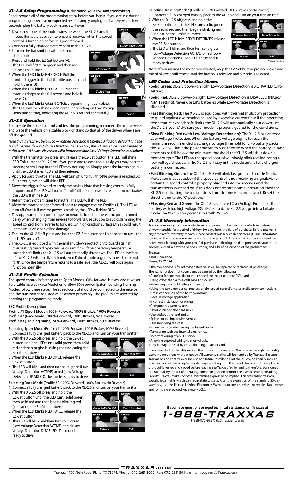 888-traxxas | Traxxas 3024R XL-2.5 ESC with LVD User Manual | Page 2 / 2