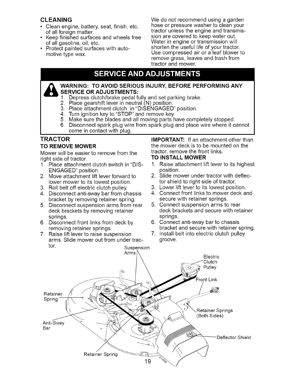 Service and adjustments | Craftsman 917.275632 User Manual | Page 19 / 52