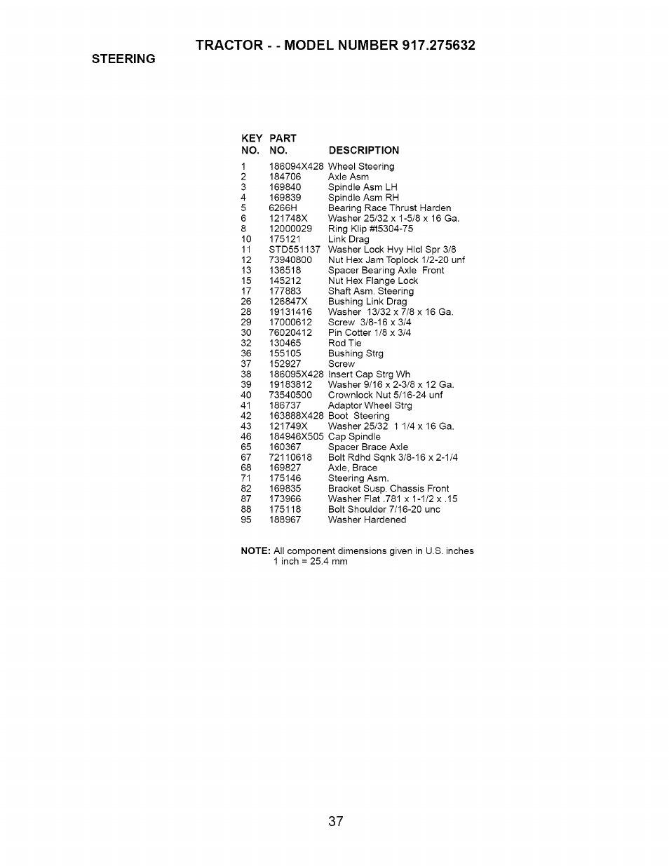 Steering | Craftsman 917.275632 User Manual | Page 37 / 52