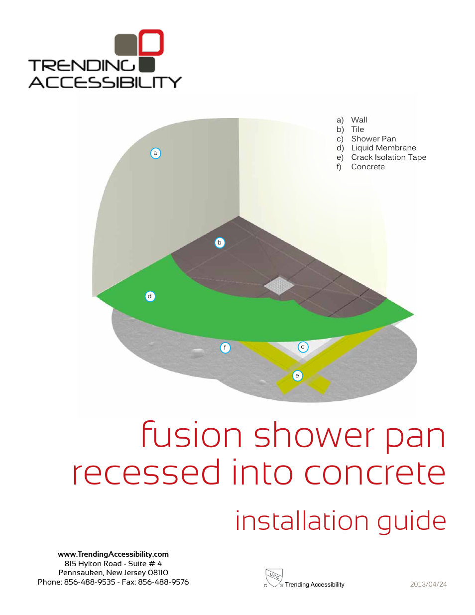 Trending Accessibility Fusion shower pan recessed into concrete User Manual | 10 pages