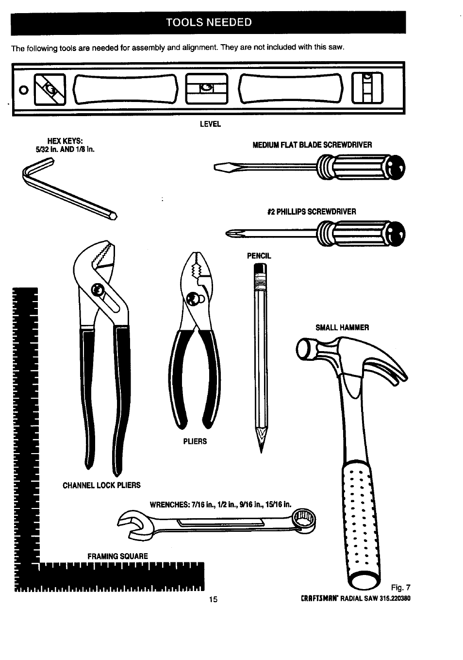Tools needed | Craftsman 315.220380 User Manual | Page 15 / 82