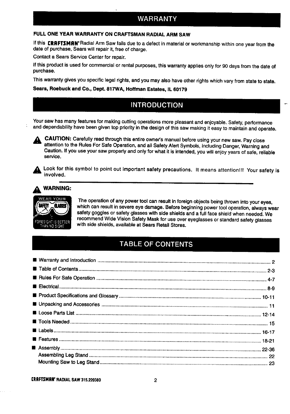 Craftsman 315.220380 User Manual | Page 2 / 82