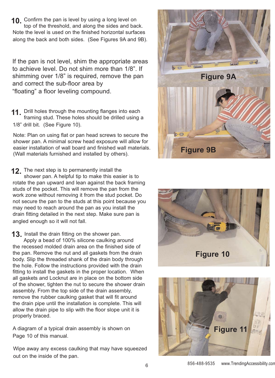 Figure 11 10, Figure 10 figure 9b figure 9a | Trending Accessibility BARRIER FREE SHOWER PAN User Manual | Page 6 / 12