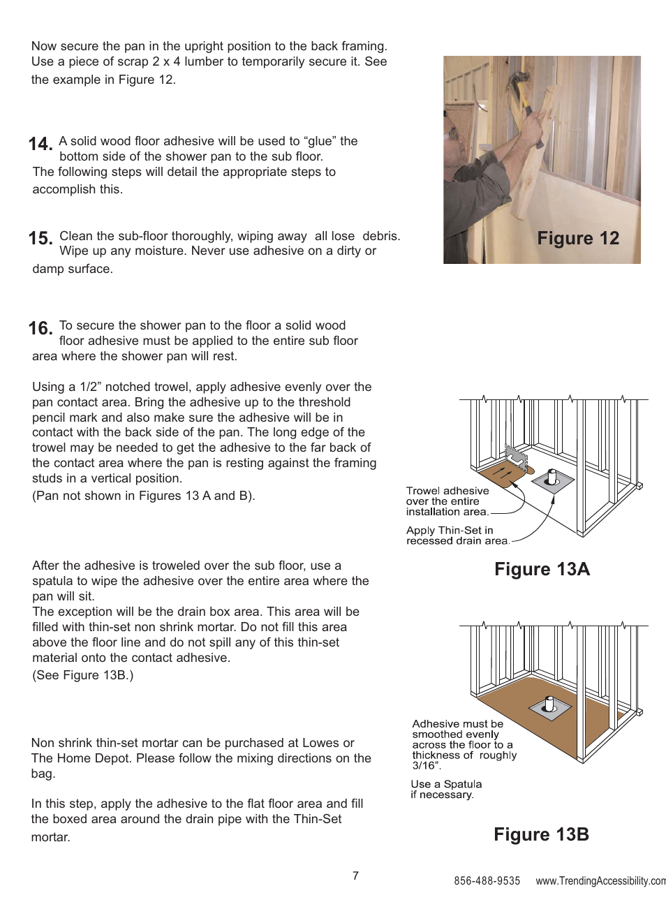 Figure 12, Figure 13a figure 13b | Trending Accessibility BARRIER FREE SHOWER PAN User Manual | Page 7 / 12