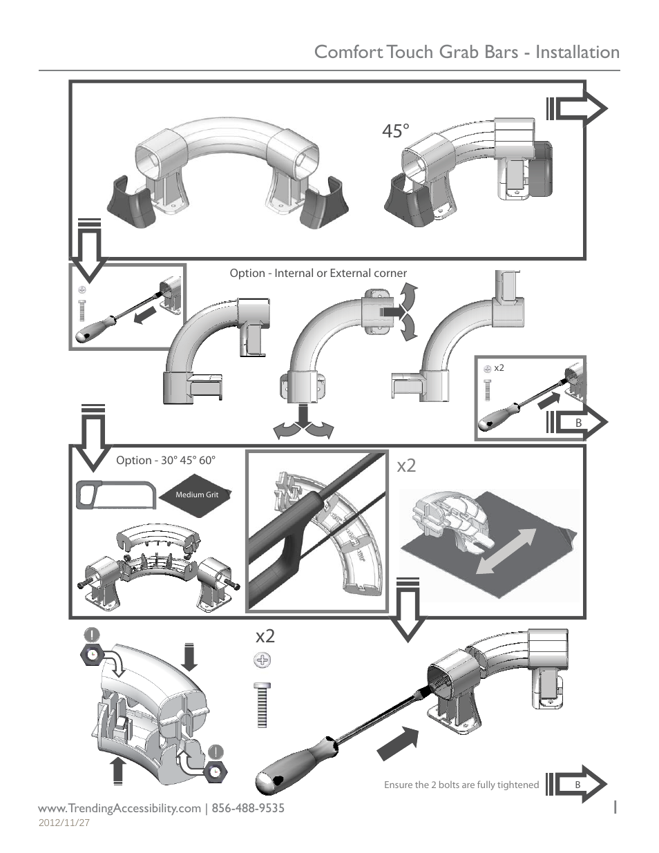 Trending Accessibility Comfort Touch Grab Bars User Manual | 2 pages