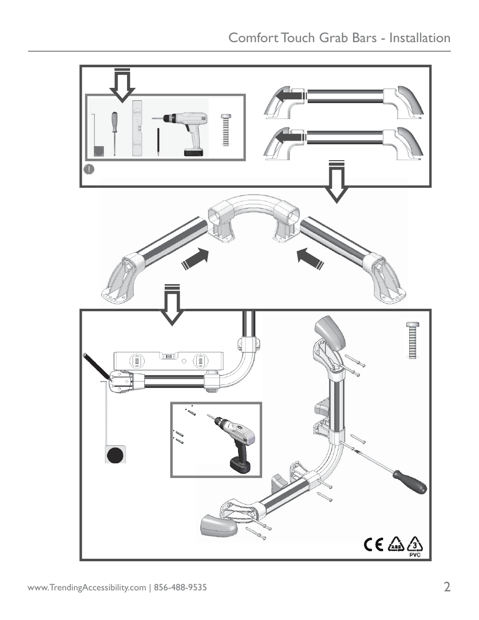 Comfort touch grab bars - installation 2 | Trending Accessibility Comfort Touch Grab Bars User Manual | Page 2 / 2
