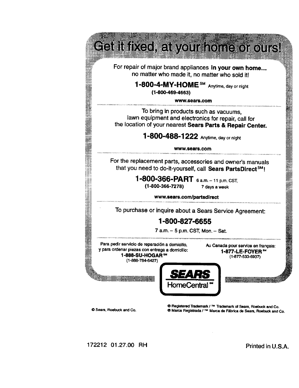 At your ho, 800-4-my-home, Homecentral | Craftsman 917.271130 User Manual | Page 60 / 60