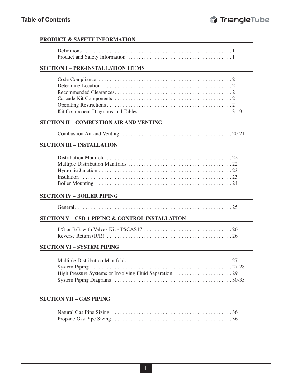 TriangleTube Prestige Cascade System User Manual | Page 2 / 64