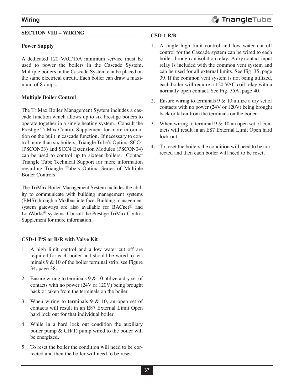 TriangleTube Prestige Cascade System User Manual | Page 40 / 64