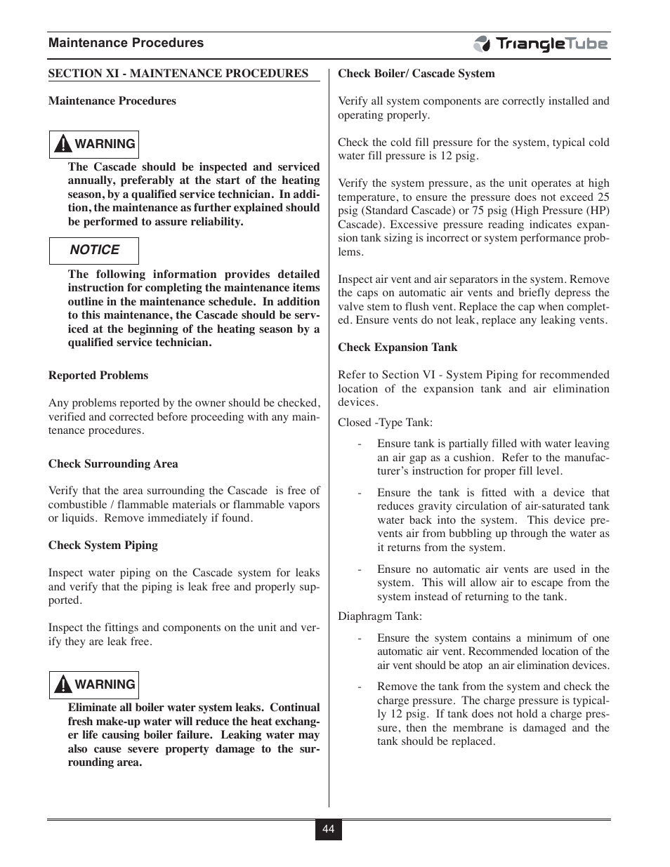 TriangleTube Prestige Cascade System User Manual | Page 47 / 64
