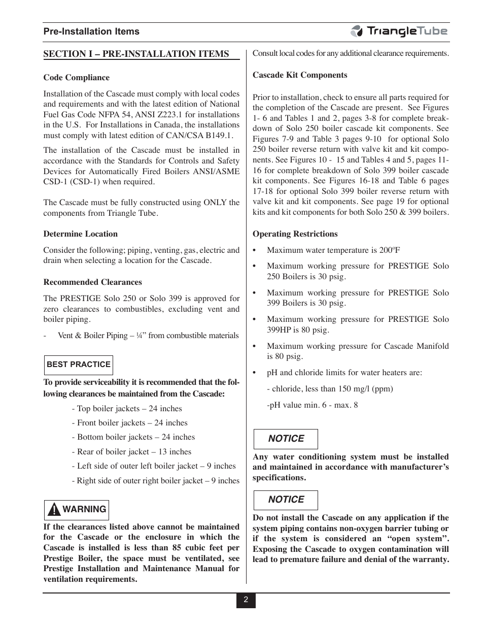 TriangleTube Prestige Cascade System User Manual | Page 5 / 64