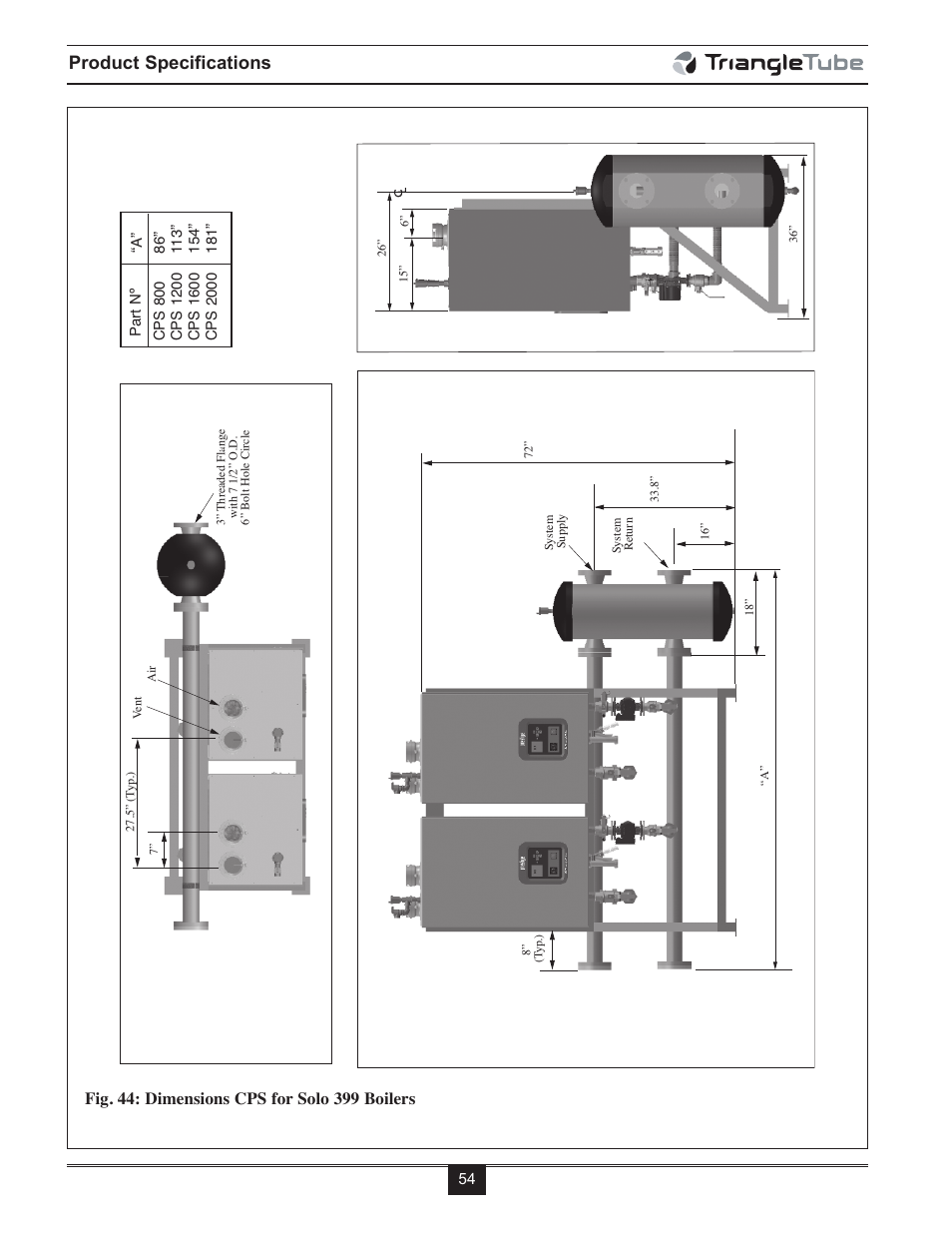 Product specifications | TriangleTube Prestige Cascade System User Manual | Page 57 / 64