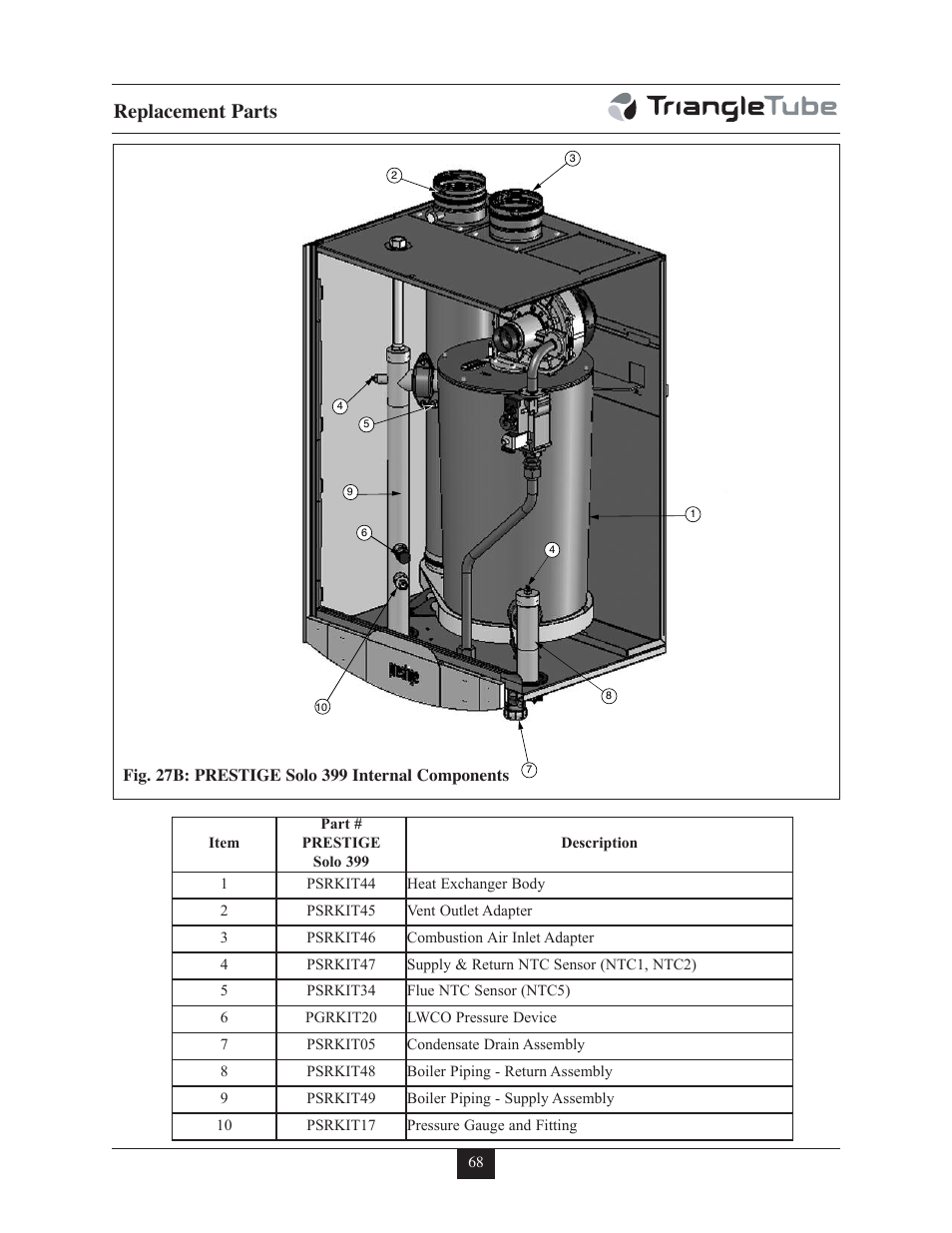 Replacement parts | TriangleTube 399 Solo User Manual | Page 74 / 88