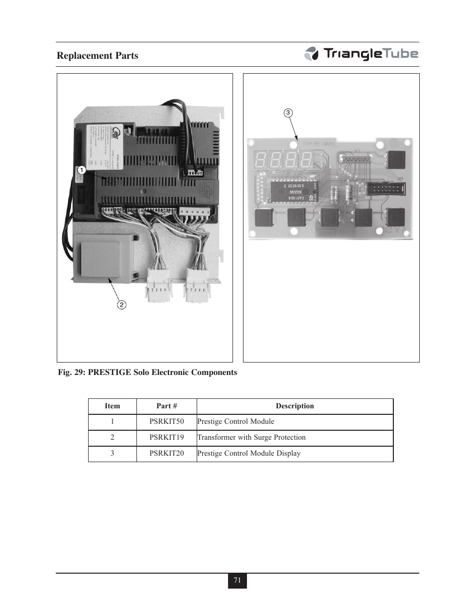 Replacement parts | TriangleTube 399 Solo User Manual | Page 77 / 88