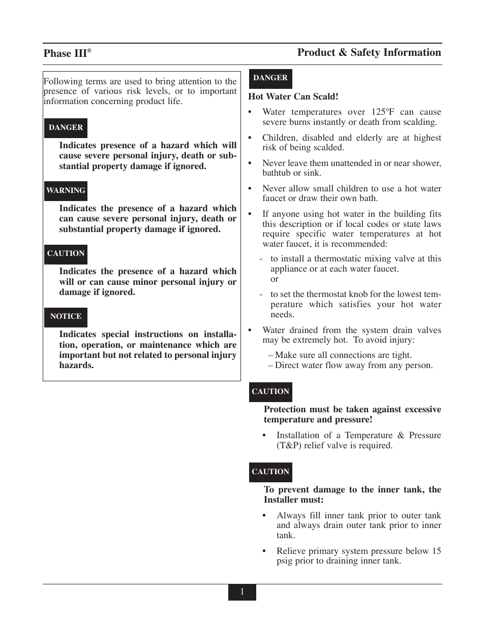 Phase iii, Product & safety information | TriangleTube TR Series User Manual | Page 4 / 33
