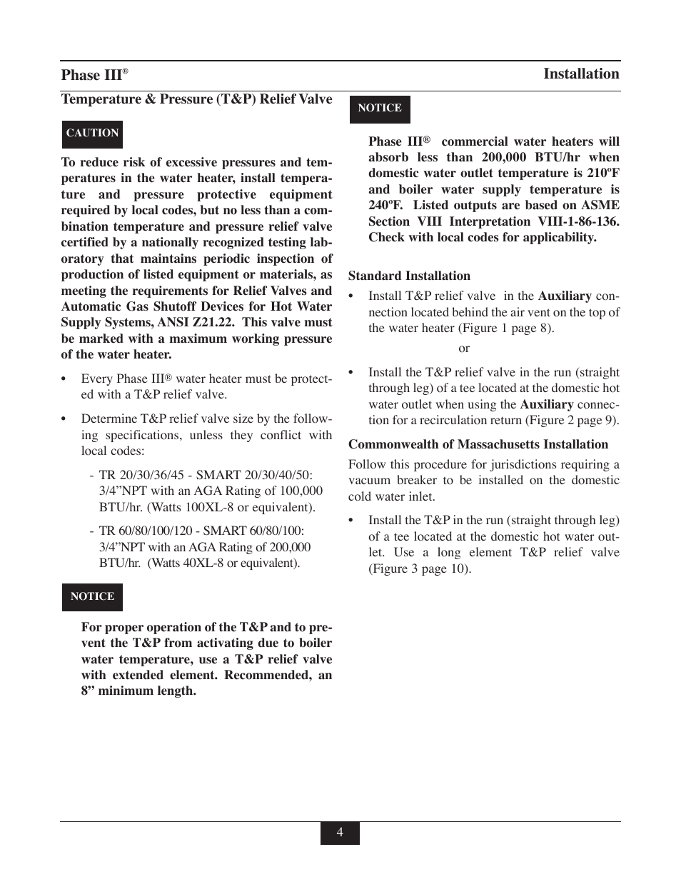 Phase iii, Installation | TriangleTube TR Series User Manual | Page 7 / 33
