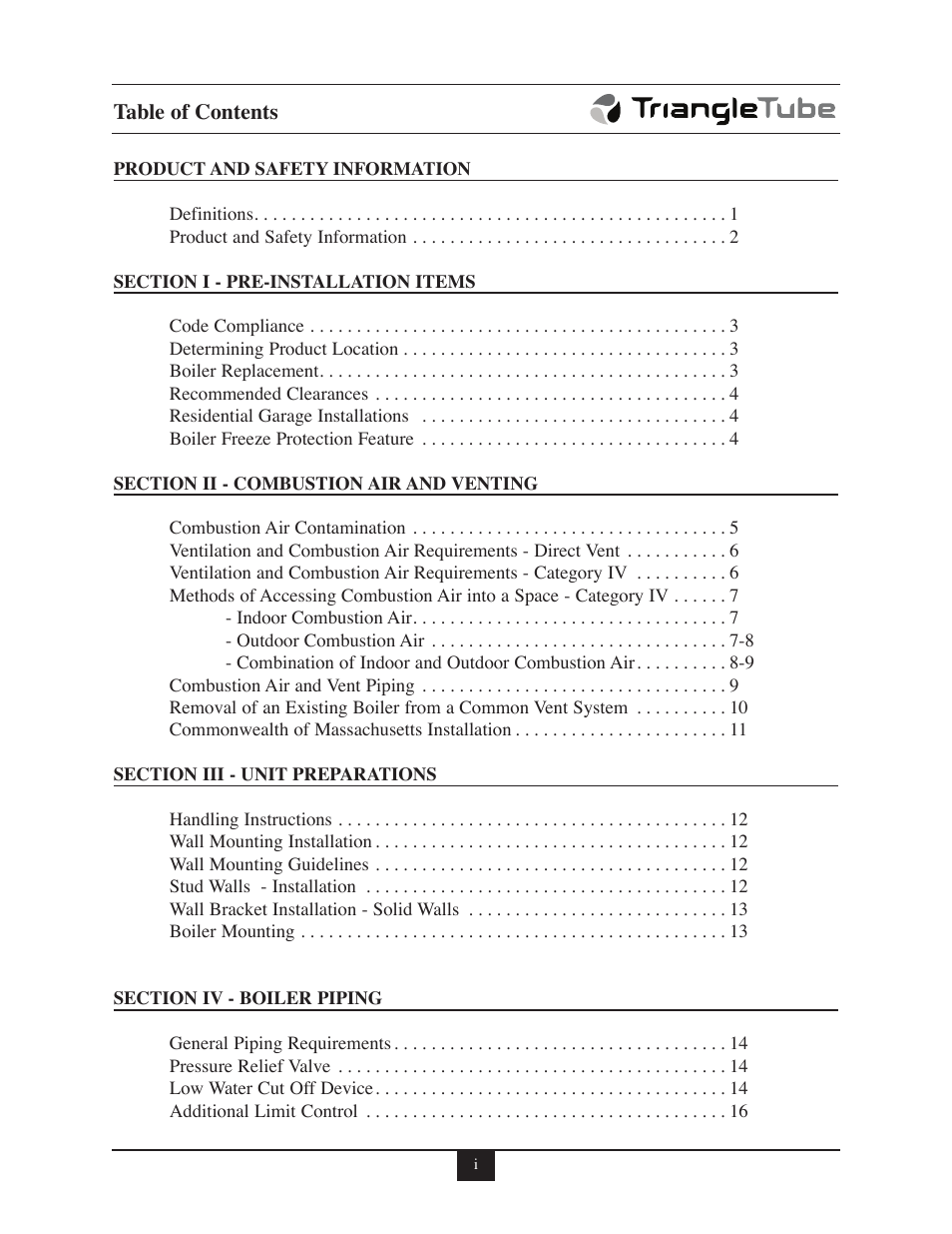 TriangleTube Prestige Excellence Part 1 User Manual | Page 3 / 105