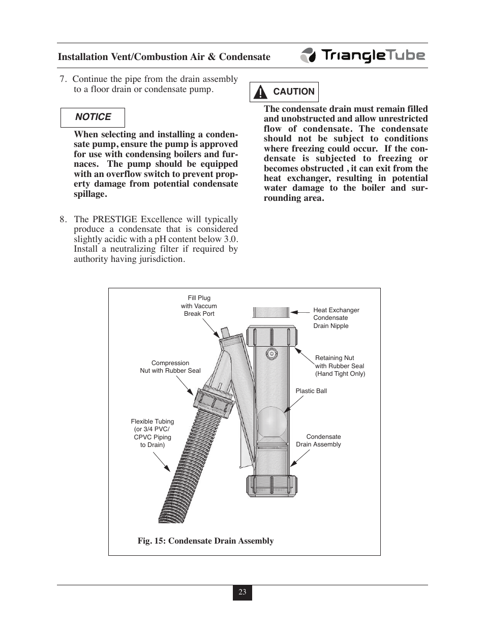 Installation vent/combustion air & condensate | TriangleTube Prestige Excellence Part 1 User Manual | Page 30 / 105