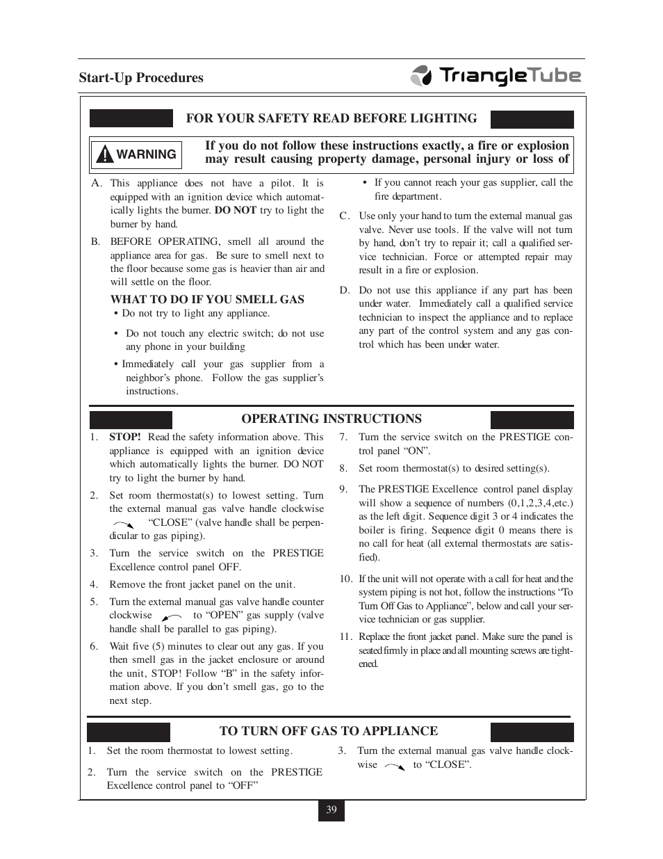 Start-up procedures | TriangleTube Prestige Excellence Part 1 User Manual | Page 46 / 105