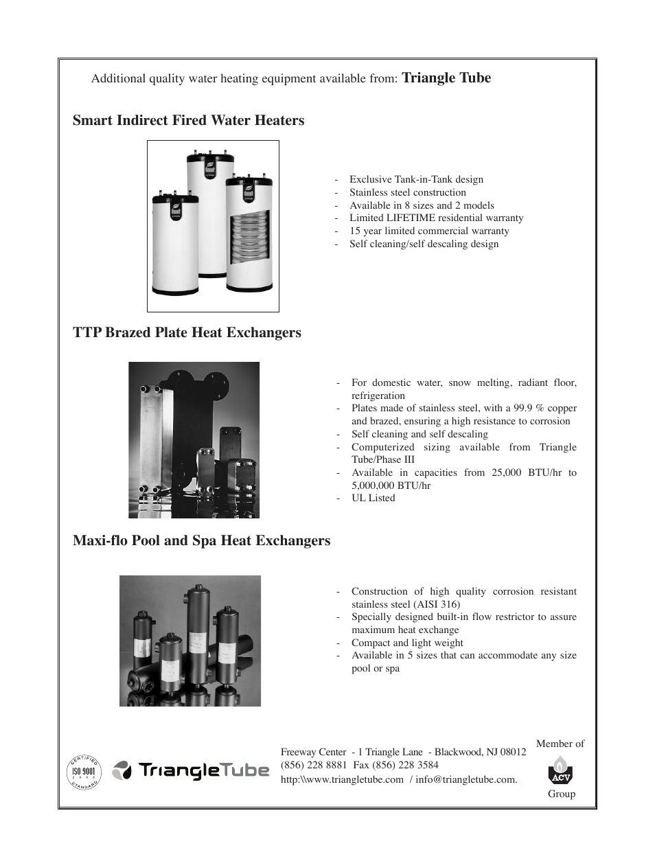 Triangle tube ttp brazed plate heat exchangers, Maxi-flo pool and spa heat exchangers, Smart indirect fired water heaters | TriangleTube Prestige Excellence Part 2 User Manual | Page 27 / 27