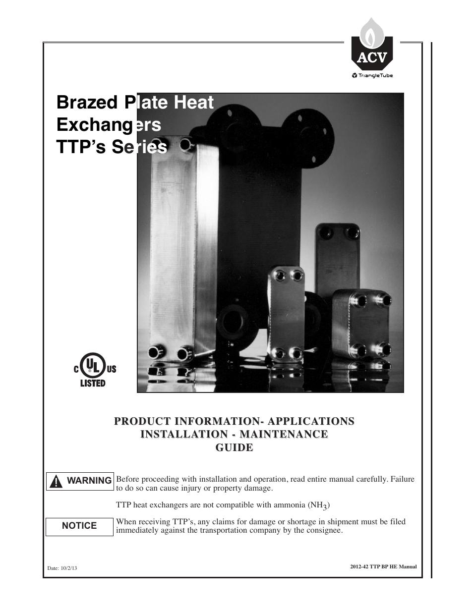 TriangleTube TTP Series User Manual | 18 pages