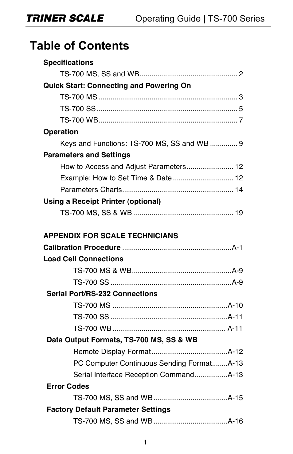 Triner Scale TS-700 Series V2.0 User Manual | Page 3 / 40