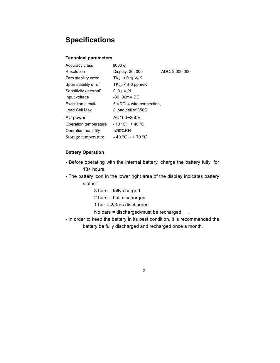 Specifications | Triner Scale TS 700-SS User Manual | Page 4 / 21