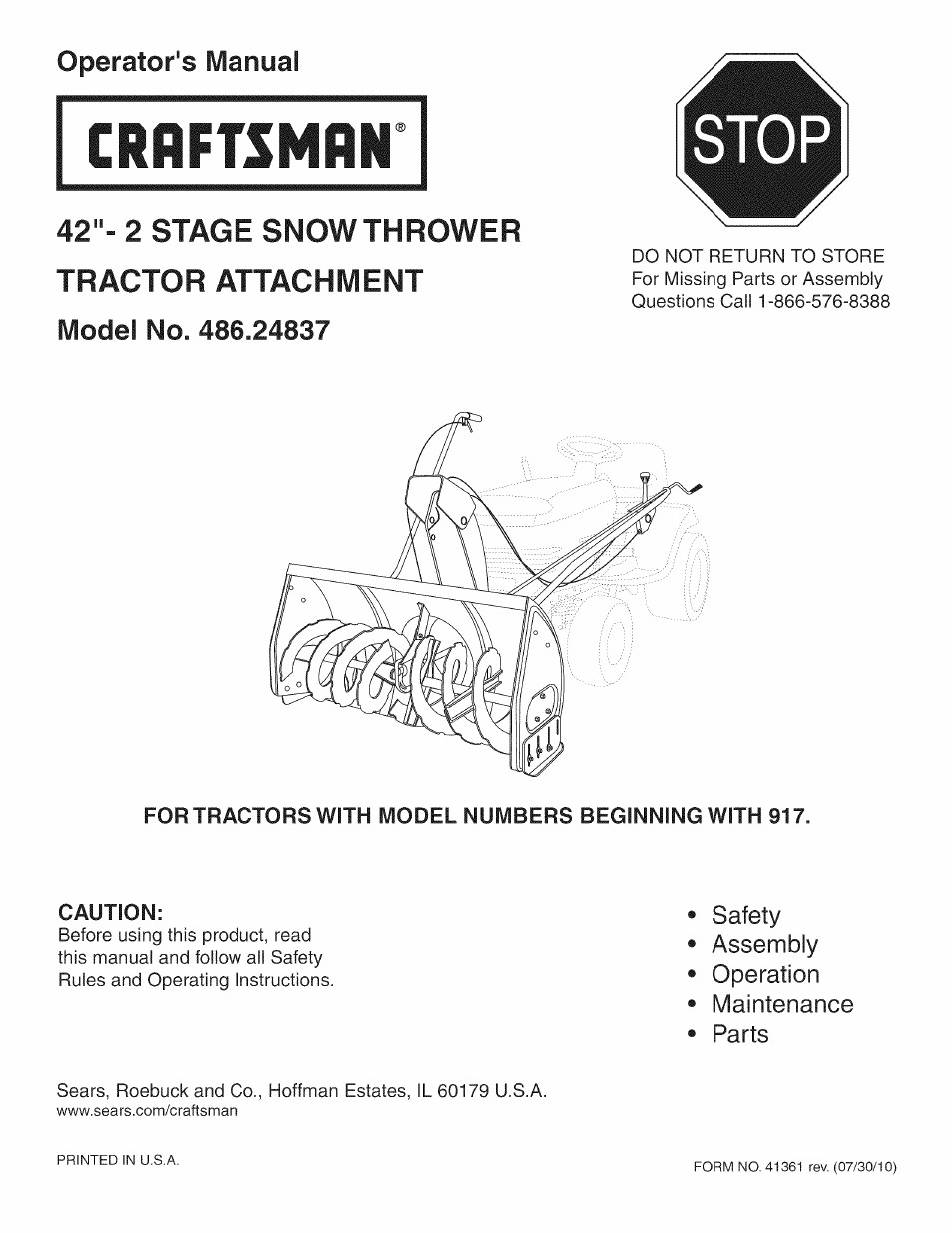 Craftsman 486.24837 User Manual | 36 pages