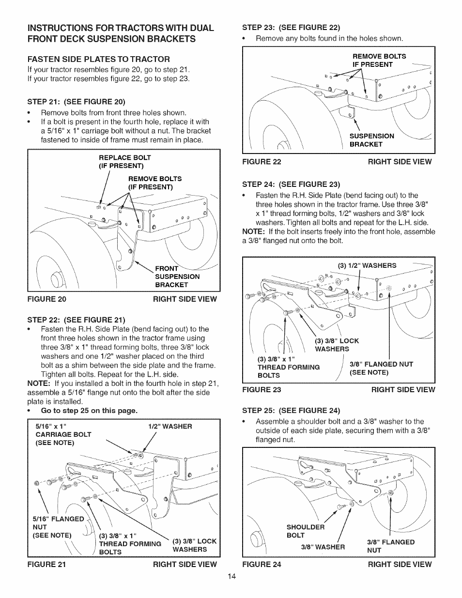 Step 21: (see figure 20), Step 22: (see figure 21), Step 24: (see figure 23) | Craftsman 486.24837 User Manual | Page 14 / 36