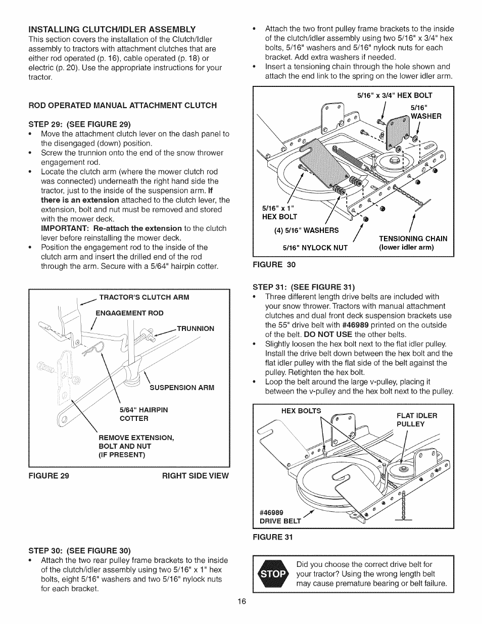 Rod operated manual attachment clutch, Step 29: (see figure 29), Step 30: (see figure 30) | Step 31: (see figure 31) | Craftsman 486.24837 User Manual | Page 16 / 36
