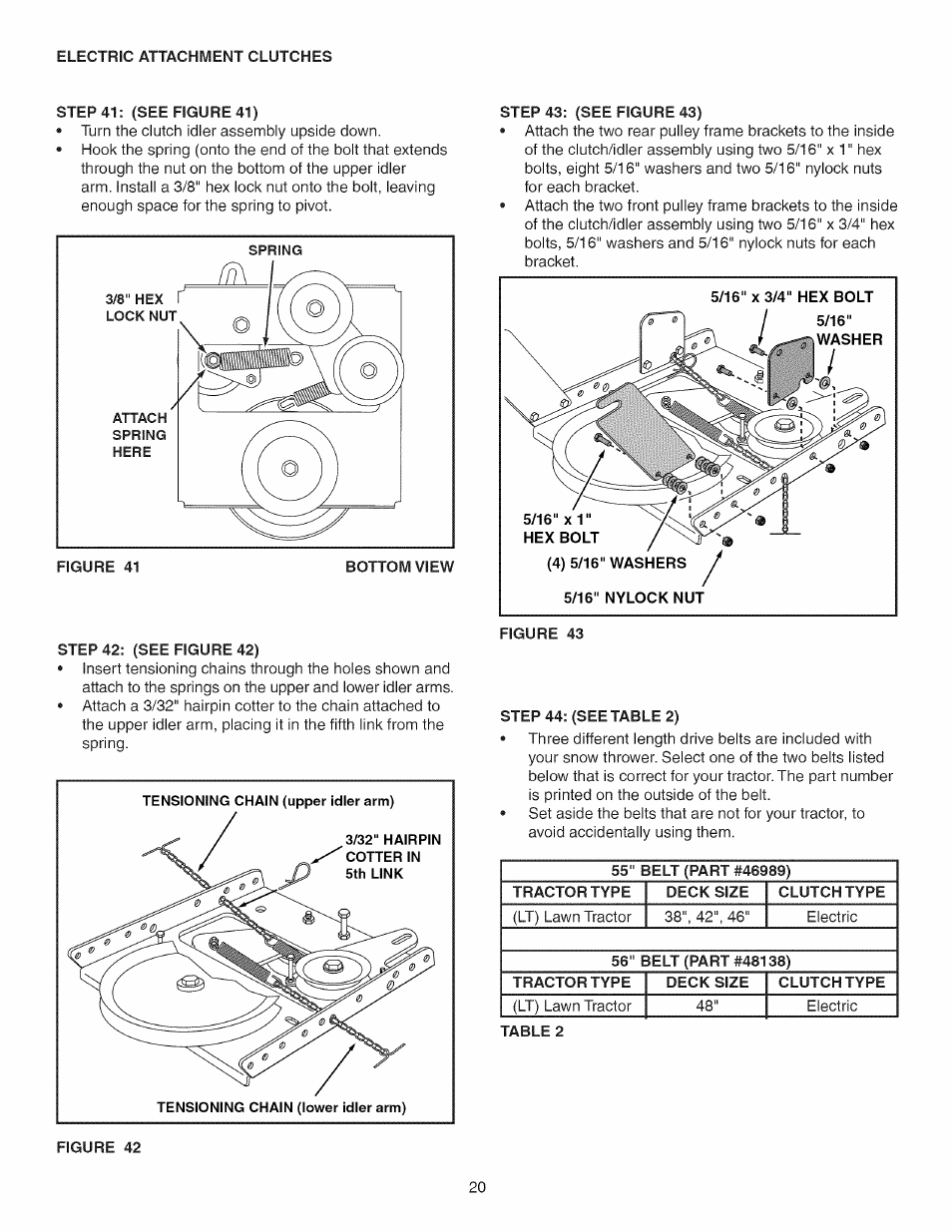 Step 42: (see figure 42), Step 43: (see figure 43), Step 44: (see table 2) | Craftsman 486.24837 User Manual | Page 20 / 36