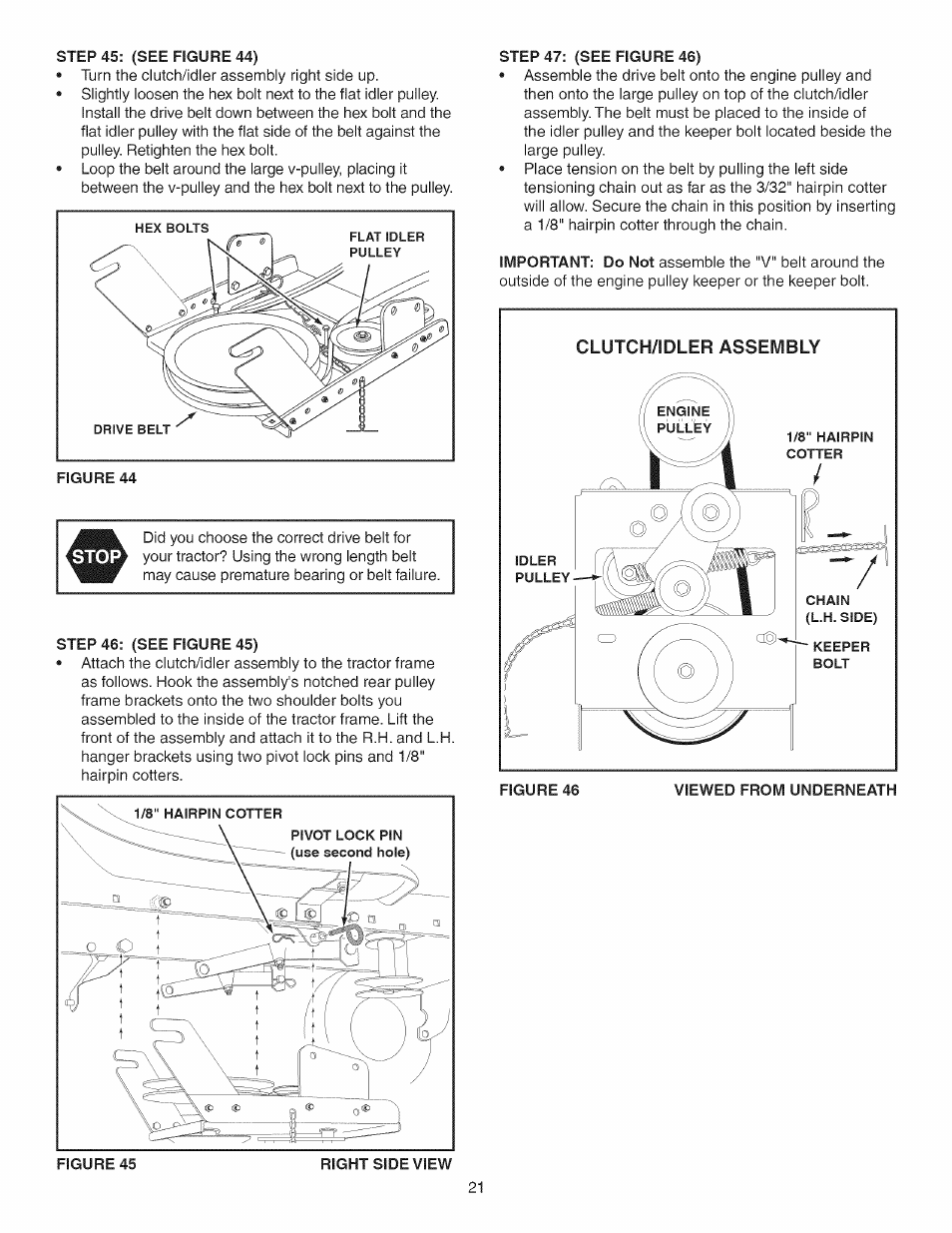 Step 46: (see figure 45), Step 47: (see figure 46) | Craftsman 486.24837 User Manual | Page 21 / 36