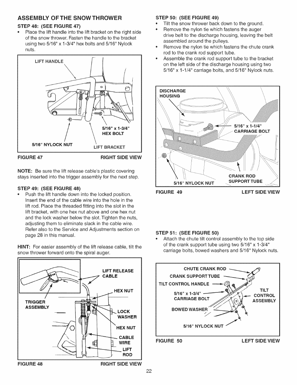 Step 48: (see figure 47), Step 49: (see figure 48), Step 50: (see figure 49) | Step 51: (see figure 50) | Craftsman 486.24837 User Manual | Page 22 / 36