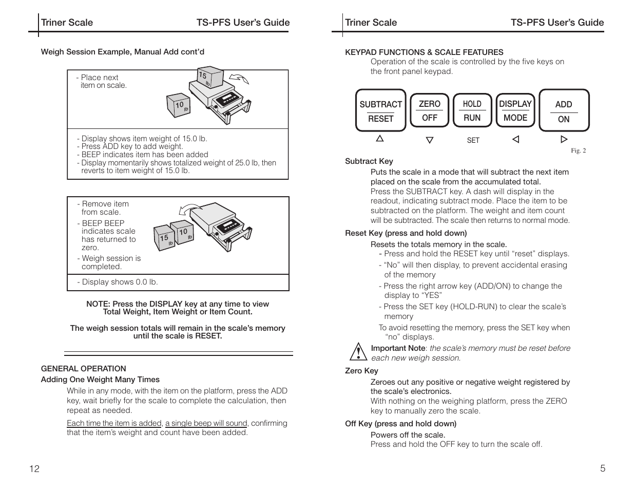 Triner Scale TS-PFS Users Guide User Manual | Page 13 / 18
