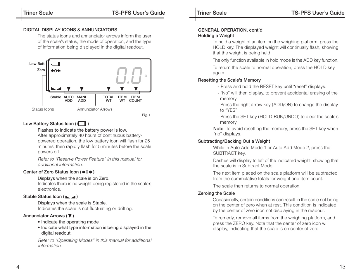 Triner Scale TS-PFS Users Guide User Manual | Page 14 / 18