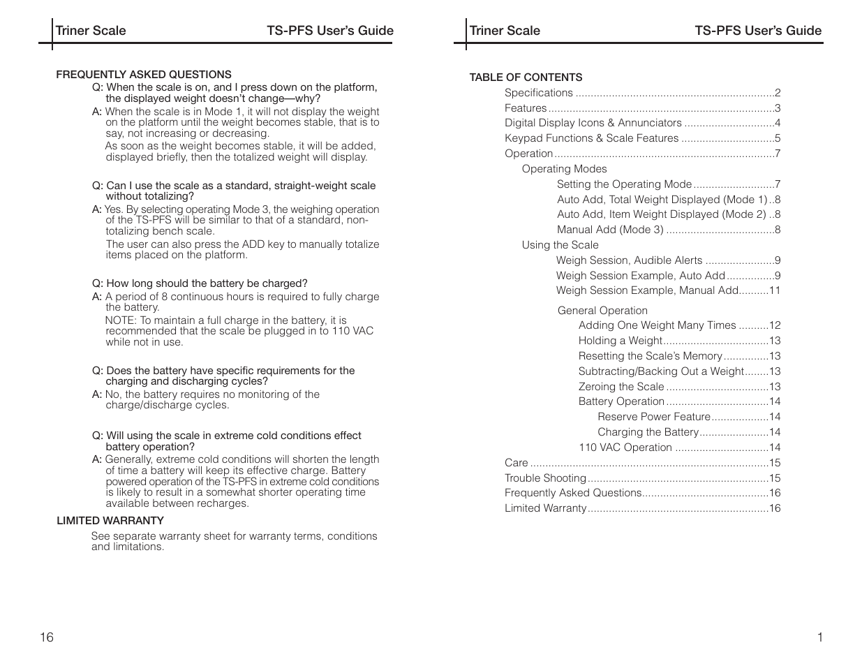 Triner Scale TS-PFS Users Guide User Manual | Page 17 / 18