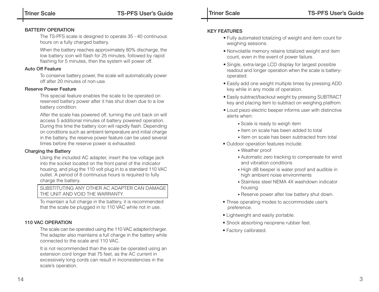 Triner Scale TS-PFS Users Guide User Manual | Page 4 / 18