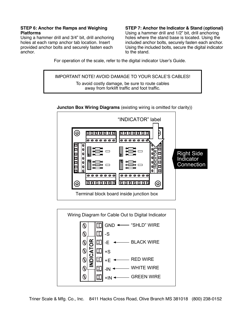 Right side indicator connection | Triner Scale TS60-730AW User Manual | Page 3 / 3