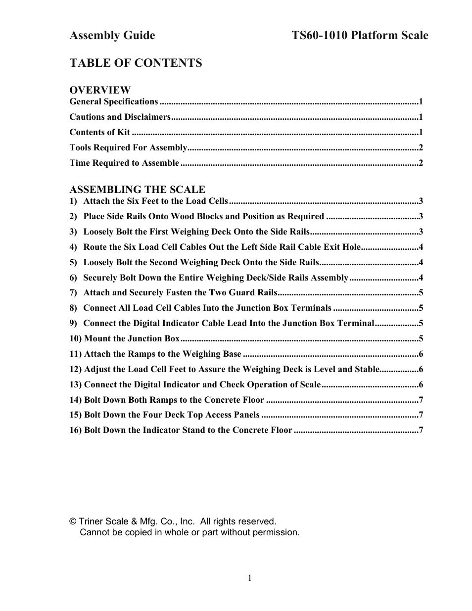 Manual_10x10_toc | Triner Scale TS60-1010 User Manual | Page 2 / 20