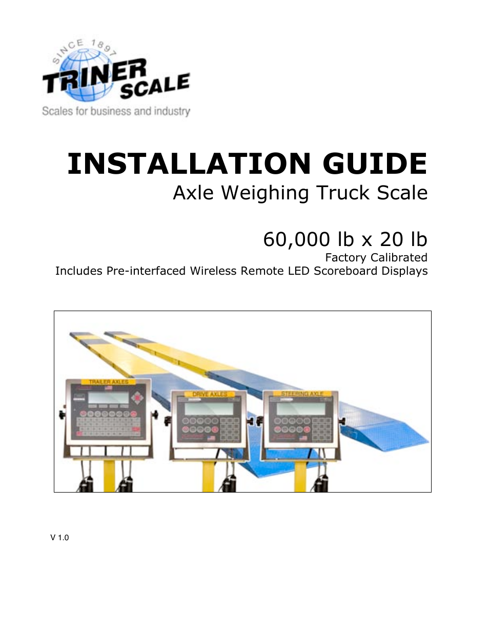 Triner Scale Axle Weighing Truck Scale 60,000 lb x 20 lb User Manual | 11 pages