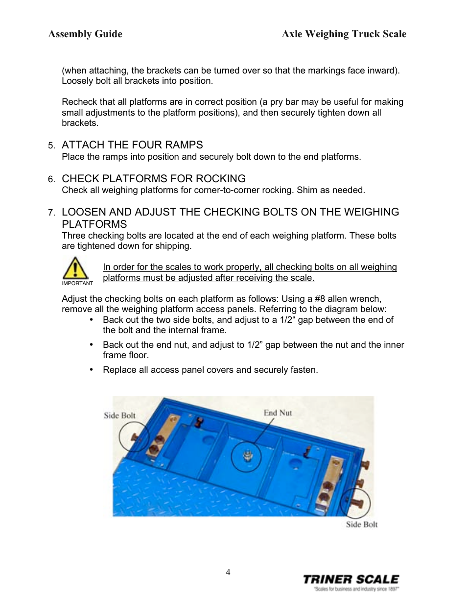Triner Scale Axle Weighing Truck Scale 60,000 lb x 20 lb User Manual | Page 4 / 11
