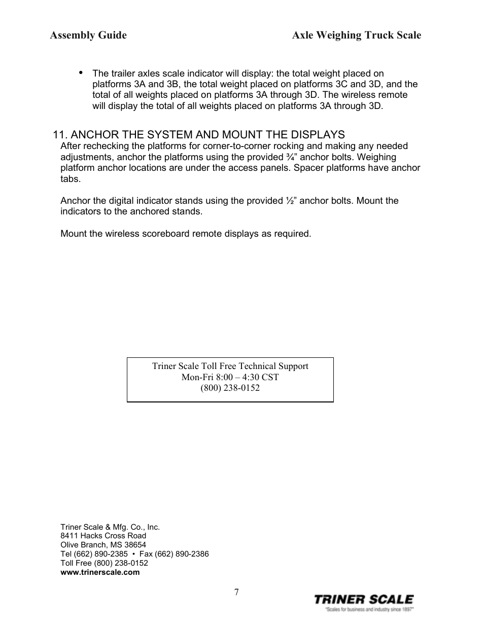 Triner Scale Axle Weighing Truck Scale 60,000 lb x 20 lb User Manual | Page 7 / 11