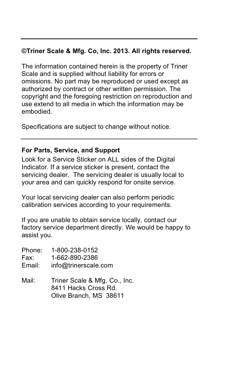 Triner Scale TSM Series User Manual | Page 2 / 18