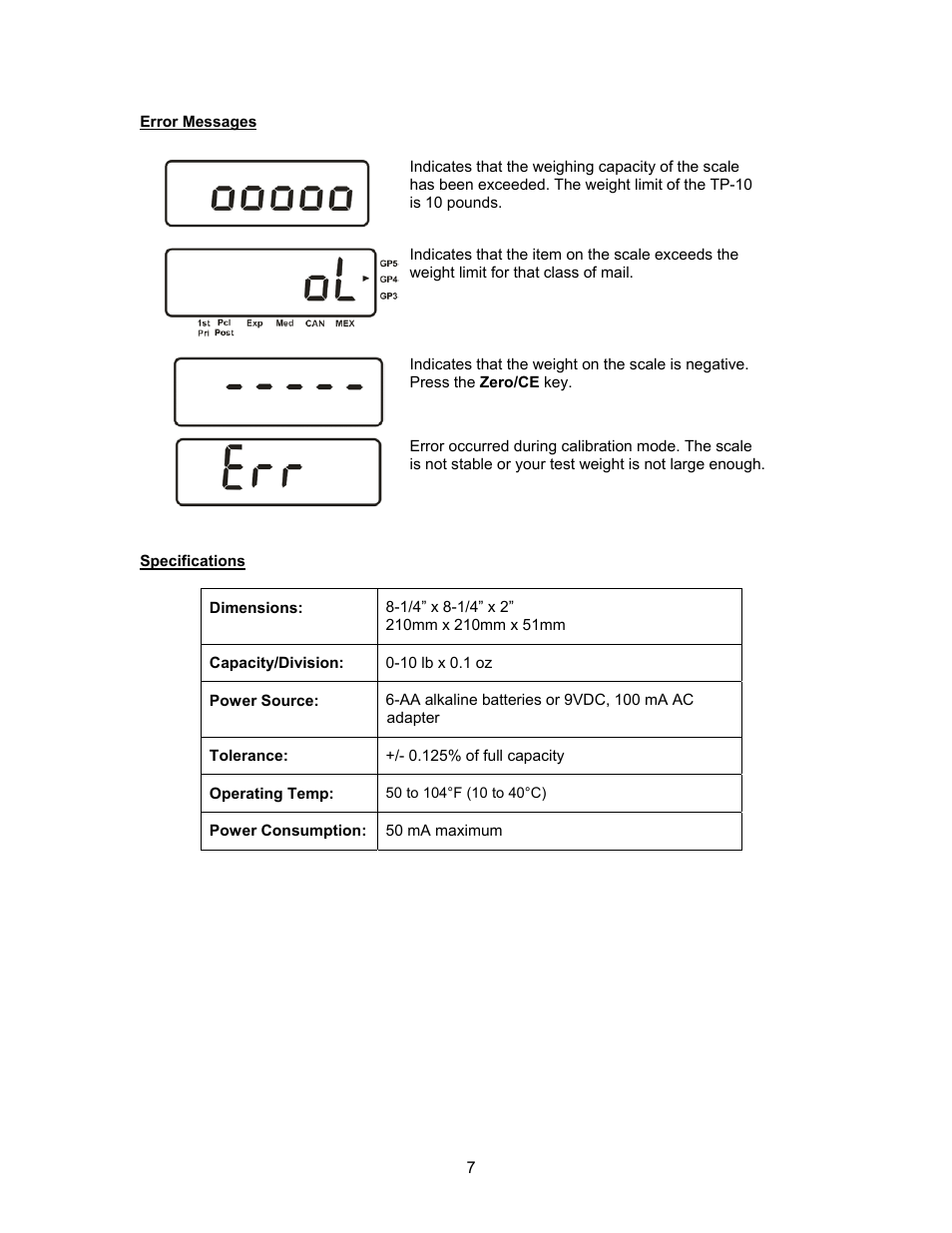 Triner Scale TP-10 User Manual | Page 9 / 12