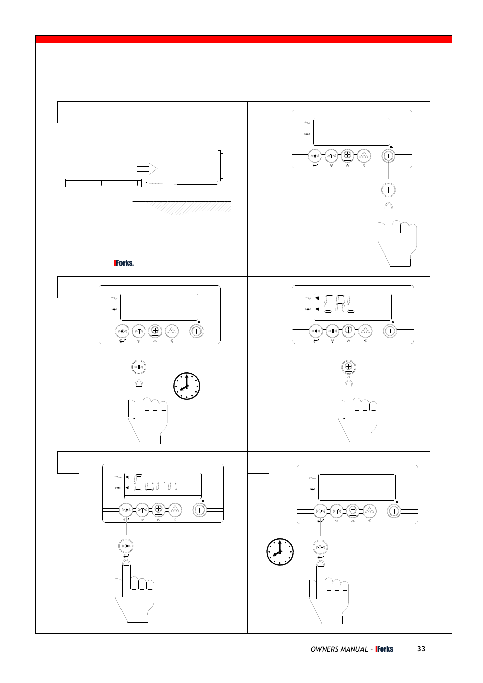 Calibration, 10 sec, 2 sec | 1 corner calibration, Start up the indicator. press the on/off key, Put an empty pallet on the, Owners manual – i forks 33, Iforks | Triner Scale iForks Pt2 User Manual | Page 13 / 22
