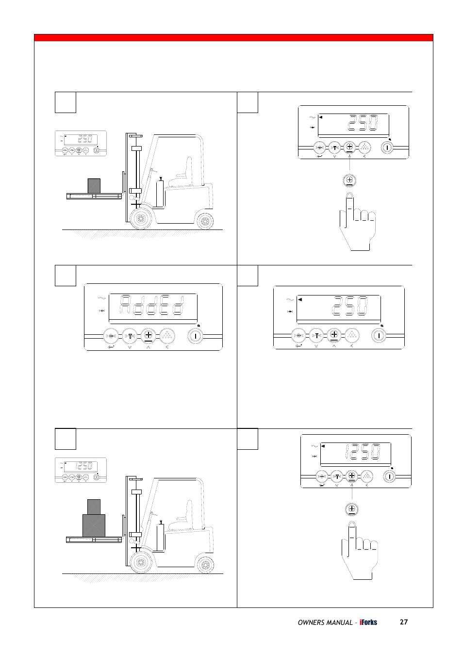Owners manual – i forks 27, Id code pt total pcs kg/lb clr | Triner Scale iForks Pt2 User Manual | Page 7 / 22