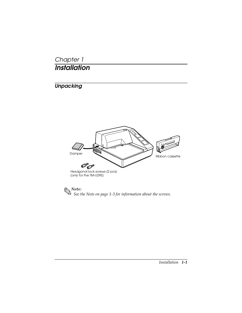 Chapter 1 installation, Unpacking, Unpacking -1 | Installation, Chapter 1 | Triner Scale TMU-295 User Manual | Page 12 / 74