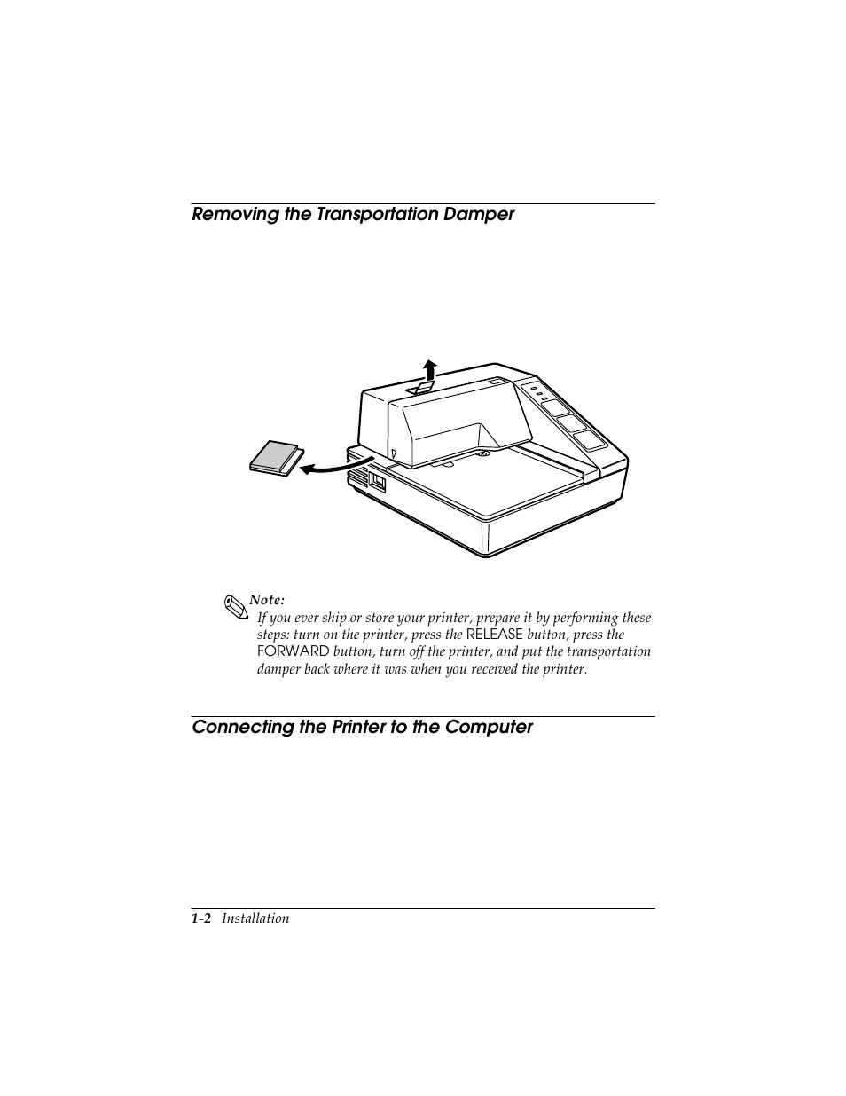 Removing the transportation damper, Connecting the printer to the computer | Triner Scale TMU-295 User Manual | Page 13 / 74